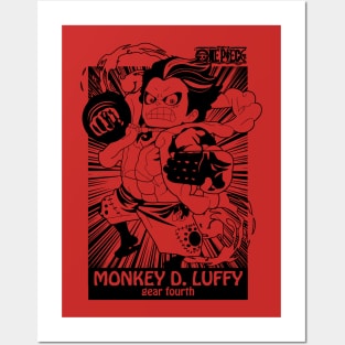 one piece monkey D. luffy gear fourth wano Posters and Art